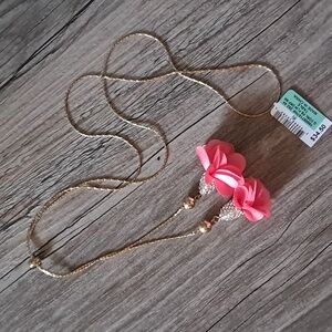 INC Coral Flower Lariat Necklace